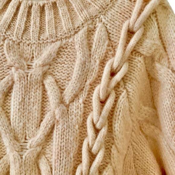 H&M Oversized Peach Pink Mock Turtleneck Chunky Sweater Long Sleeve Sz XS/S - Picture 4 of 6